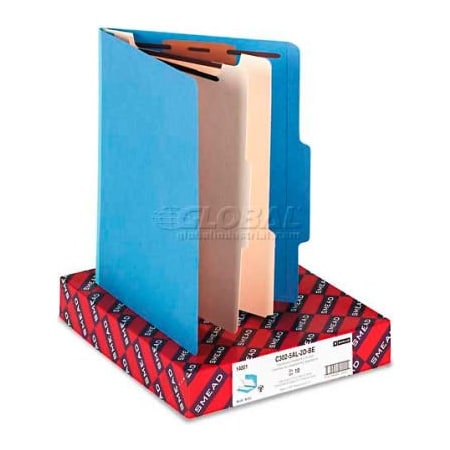 Smead Smead Top Tab Classification Folders, Two Dividers, Six-Sections, Blue, 10/Box 14001